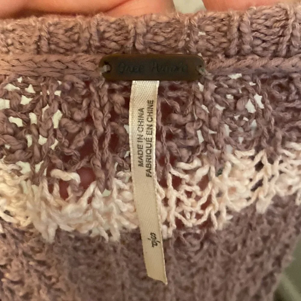 Free People Stripe Design Pullover Sweater Boho Casual Cozy